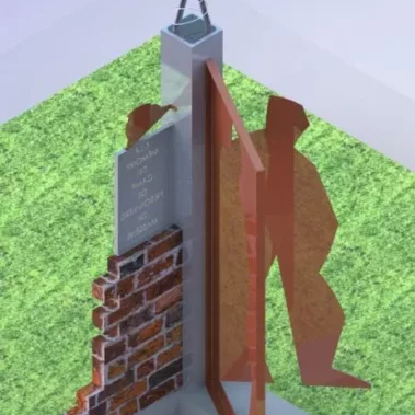 Vue 3D d'une sculpture et modélisation en acier corten